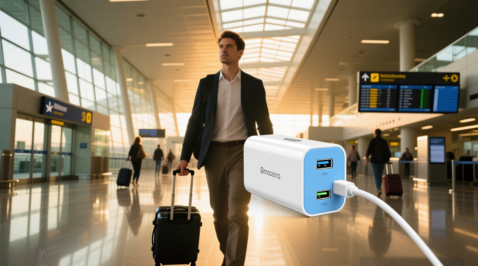 bring a power strip to the airport and never worry abou