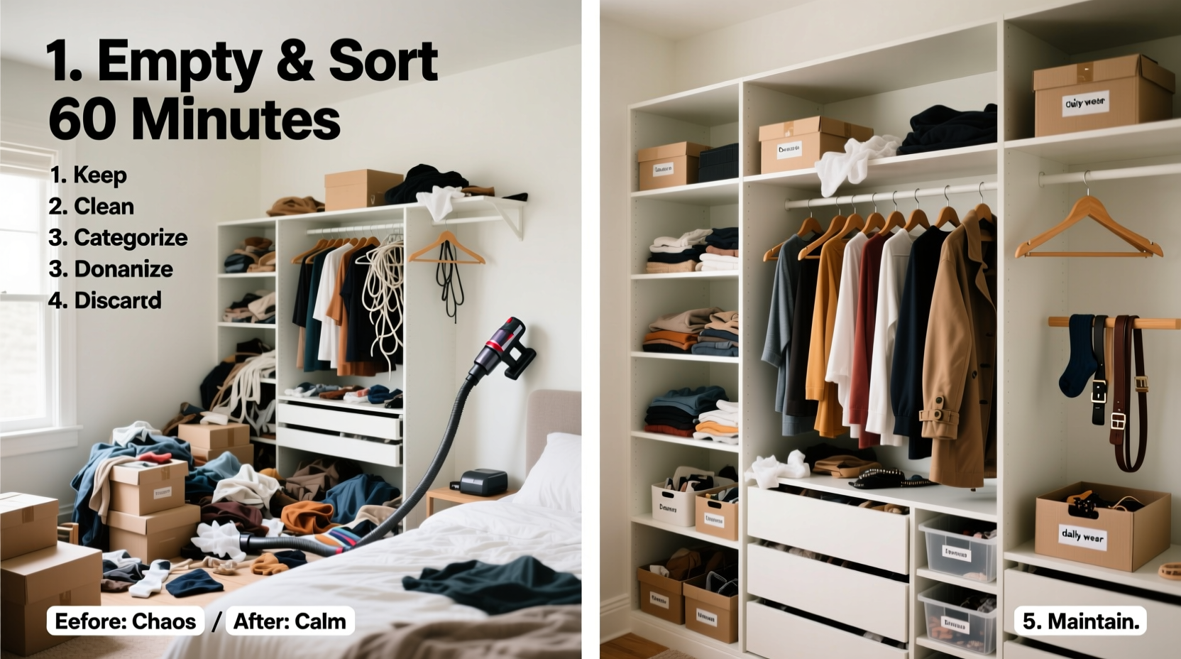 how to organize a messy closet in under an hour step by step tips