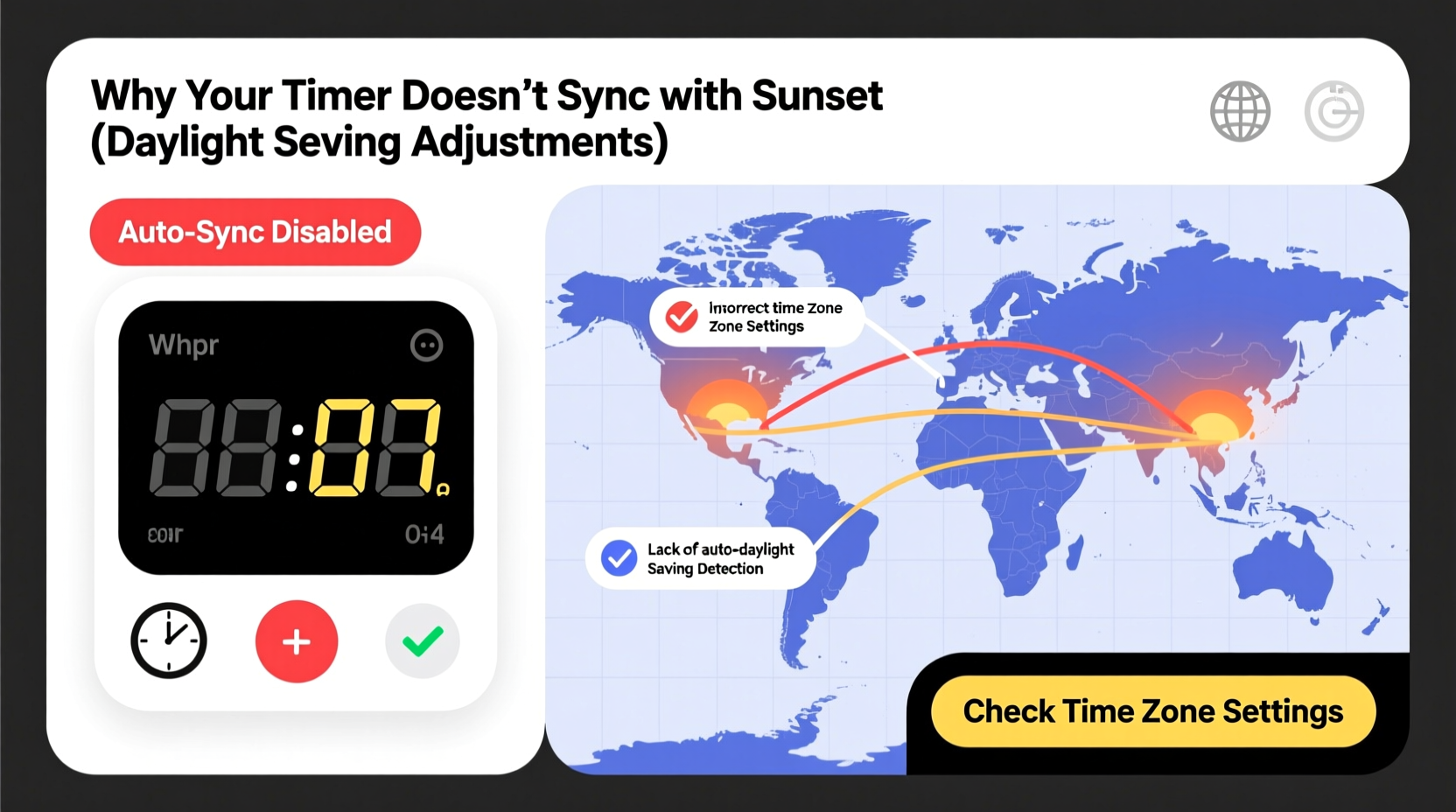 why does my timer not sync with sunset times adjusting for daylight savings