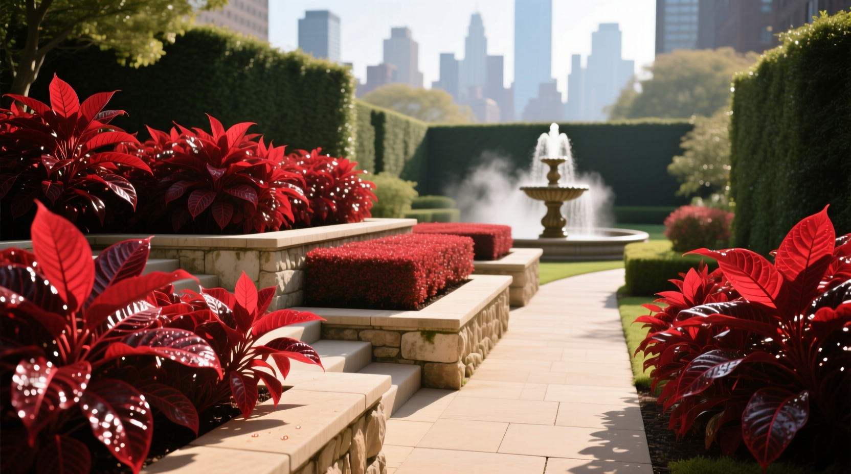 red landscaping plants