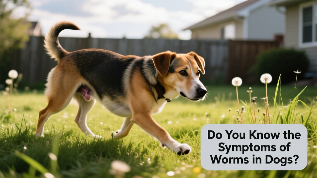 Dog scooting its bottom across grass, showing discomfort