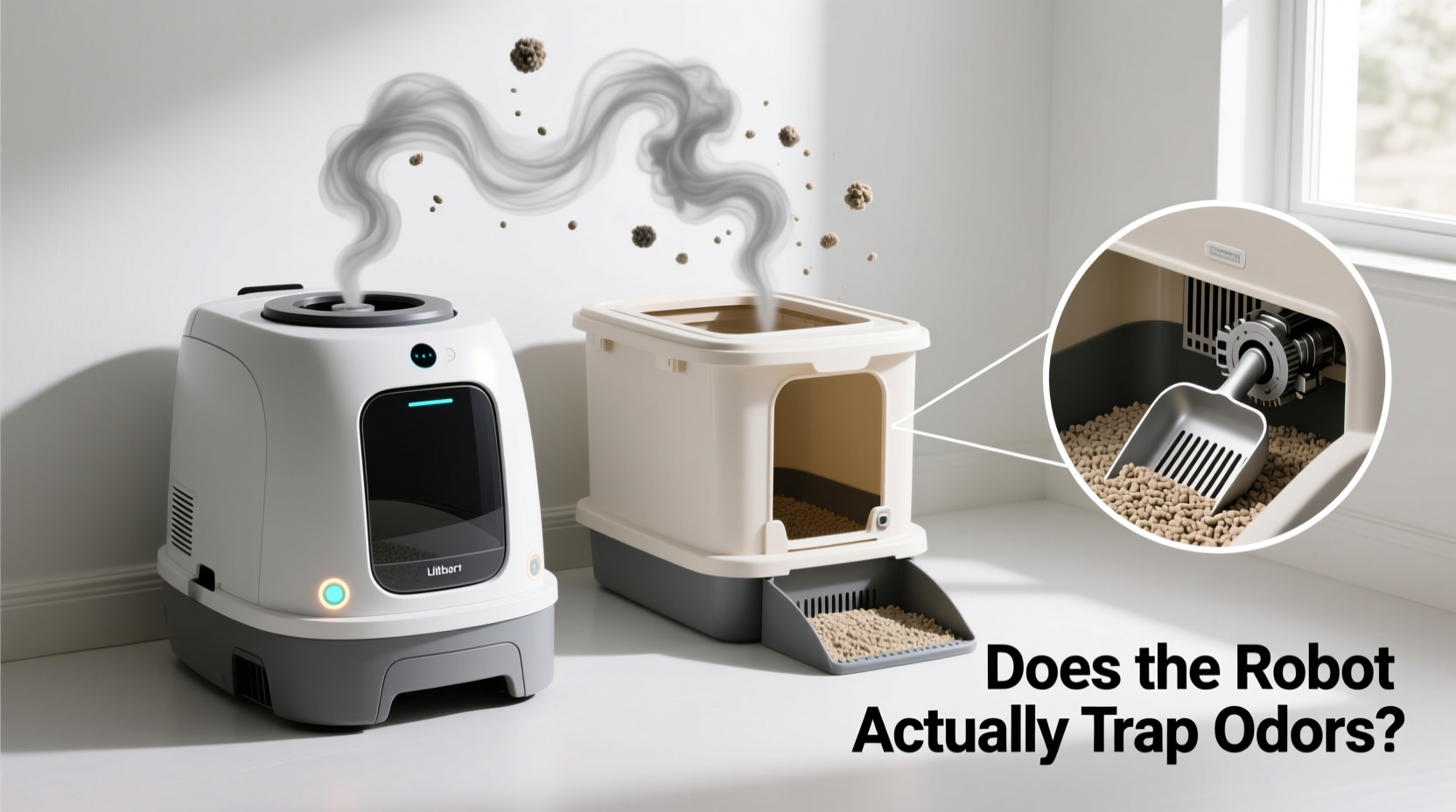 automatic litter box vs traditional scooping does the robot actually trap odors