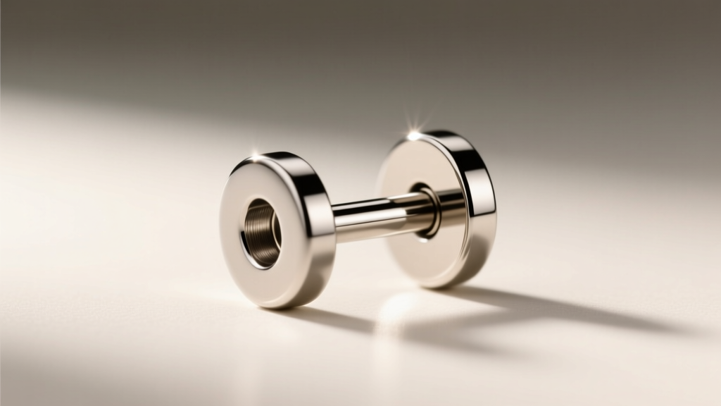 Side profile of an implant-grade titanium flat-back labret earring post showing 16-gauge thickness and a smooth mirror finish.