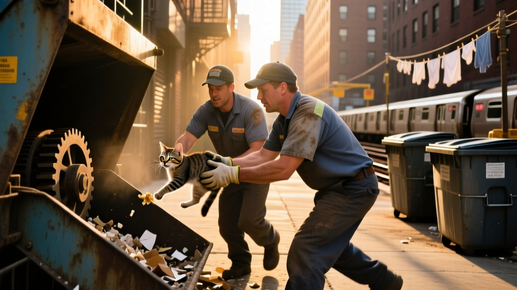 New York Garbage Men Save Kitten Bound for Trash Compactor