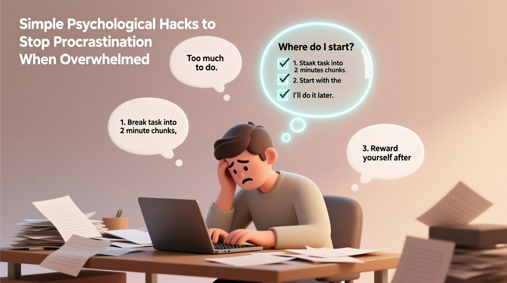 how to stop procrastination when you are overwhelmed simple psychological hacks