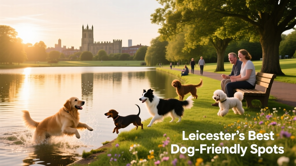 A large pond in a dog-friendly park in Leicester