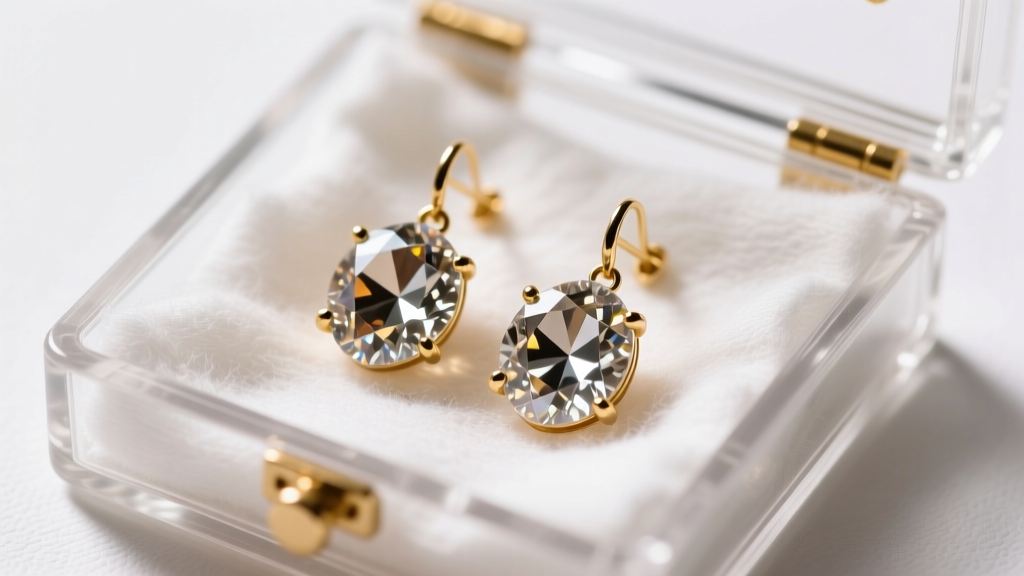 Close-up of uncut Polki diamond earrings resting on acid-free cotton inside an airtight Indian jewelry organizer compartment
