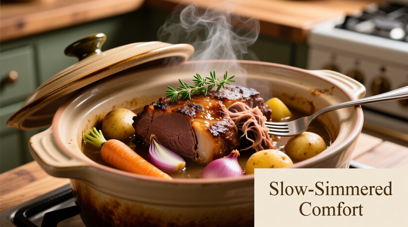 Chuck roast in crock pot with vegetables