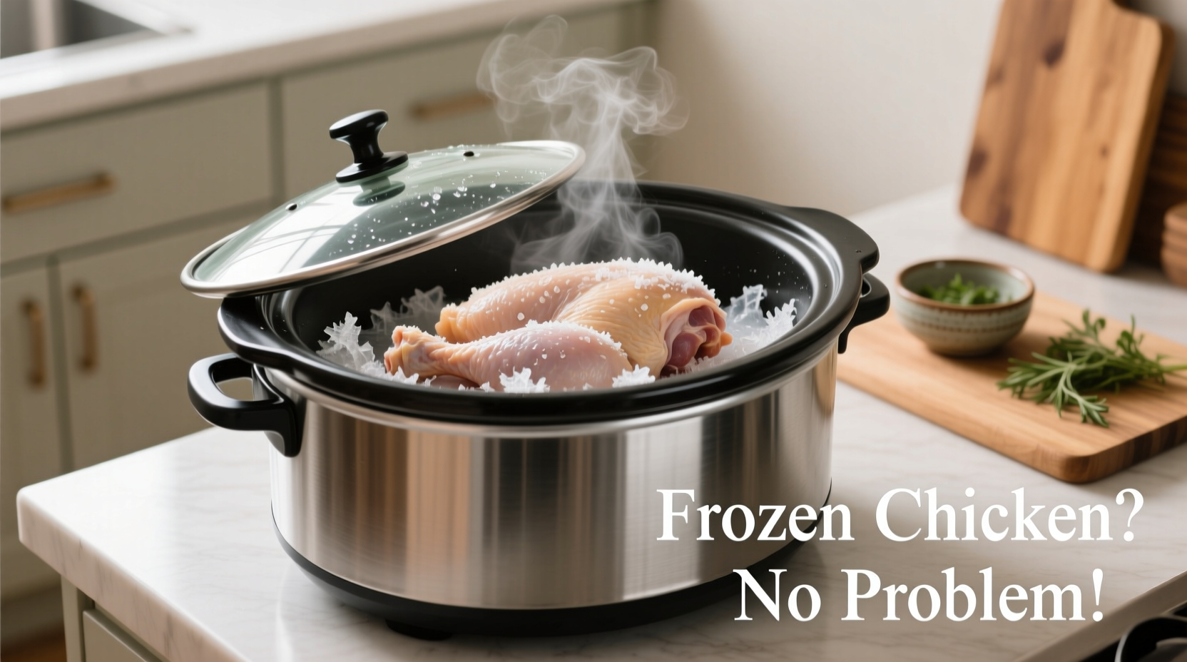 Slow cooker with frozen chicken breast