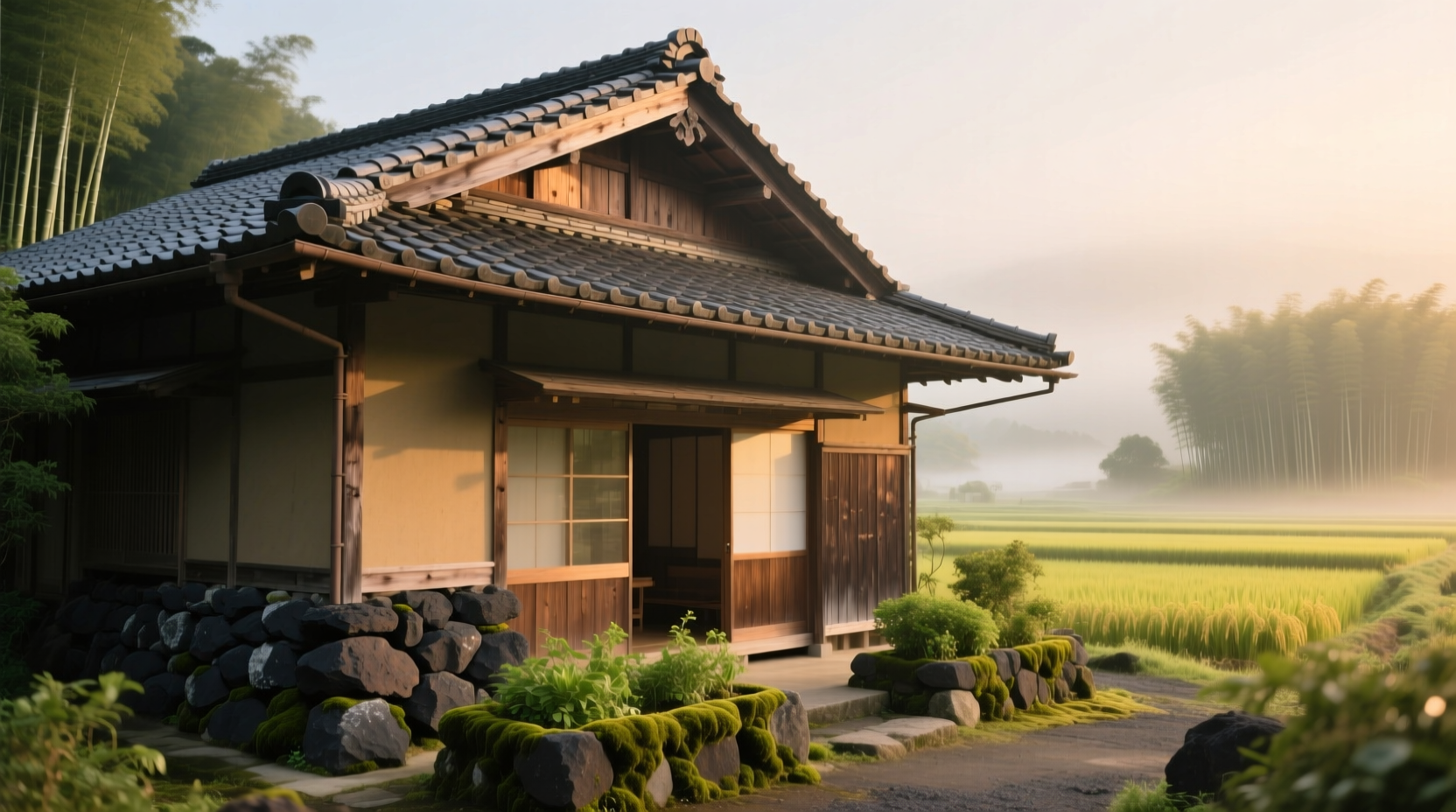Arts and Crafts house exterior with wide eaves and stone foundation