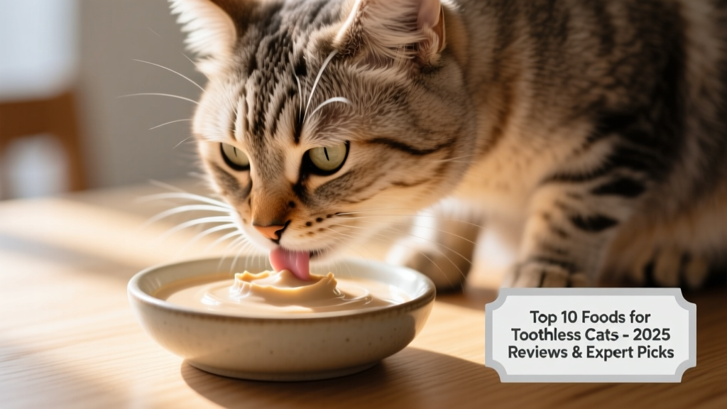 Close-up of a senior cat gently lapping smooth pâté from a shallow bowl