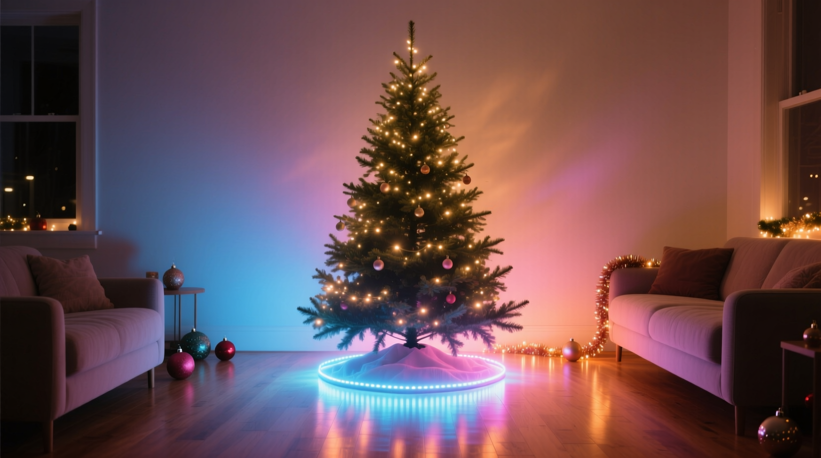 how to add subtle rgb lighting under a christmas tree for a glowing base effect