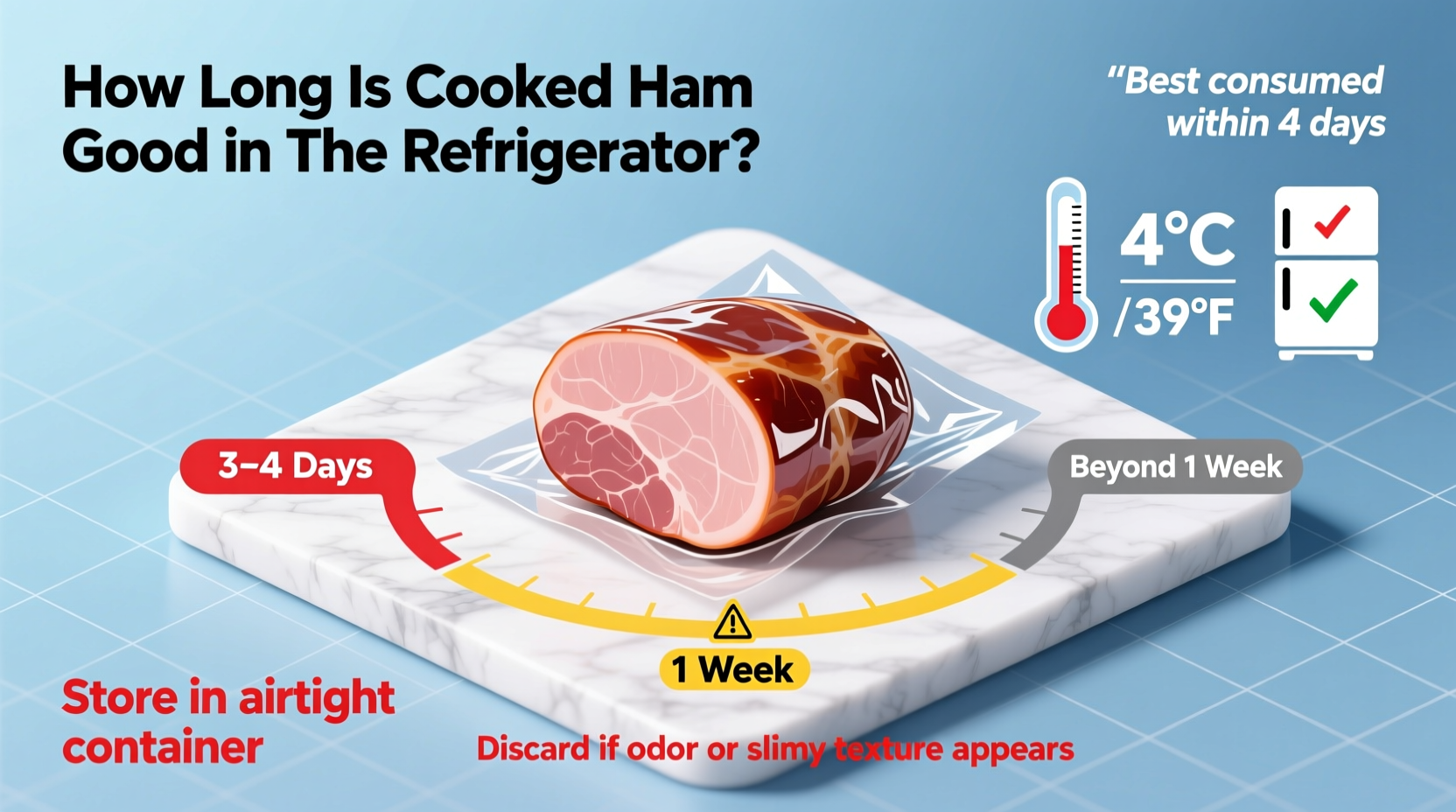 how long is cooked ham good in the refrigerator