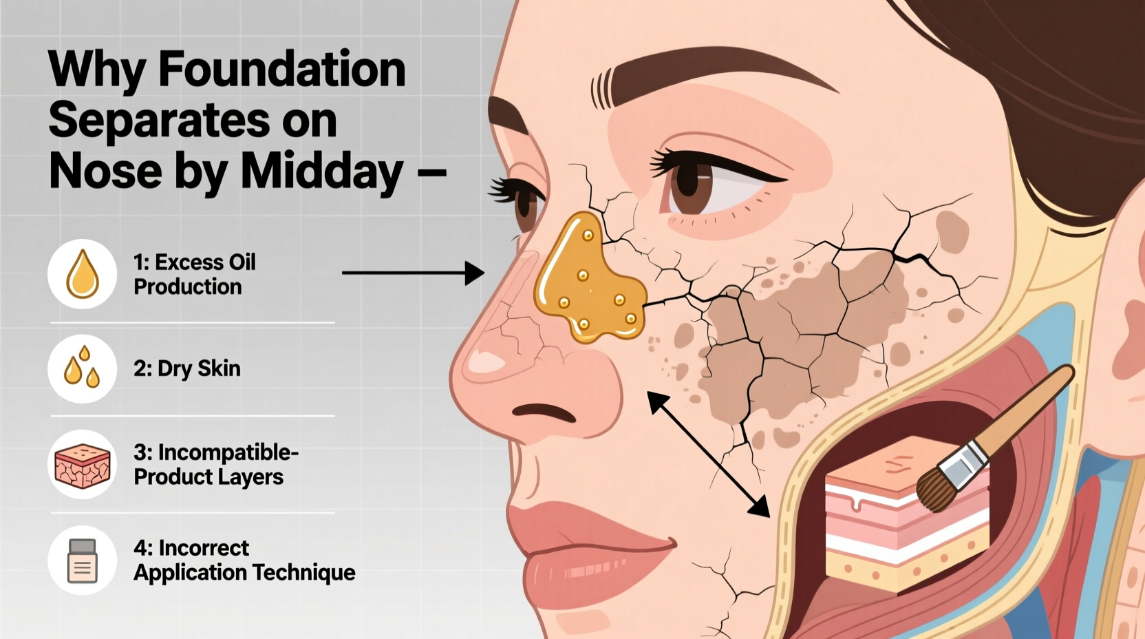 why does my foundation separate on my nose by midday common causes fixes