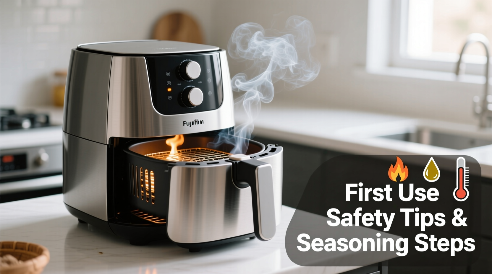 why is my air fryer smoking during first use safety tips and seasoning steps