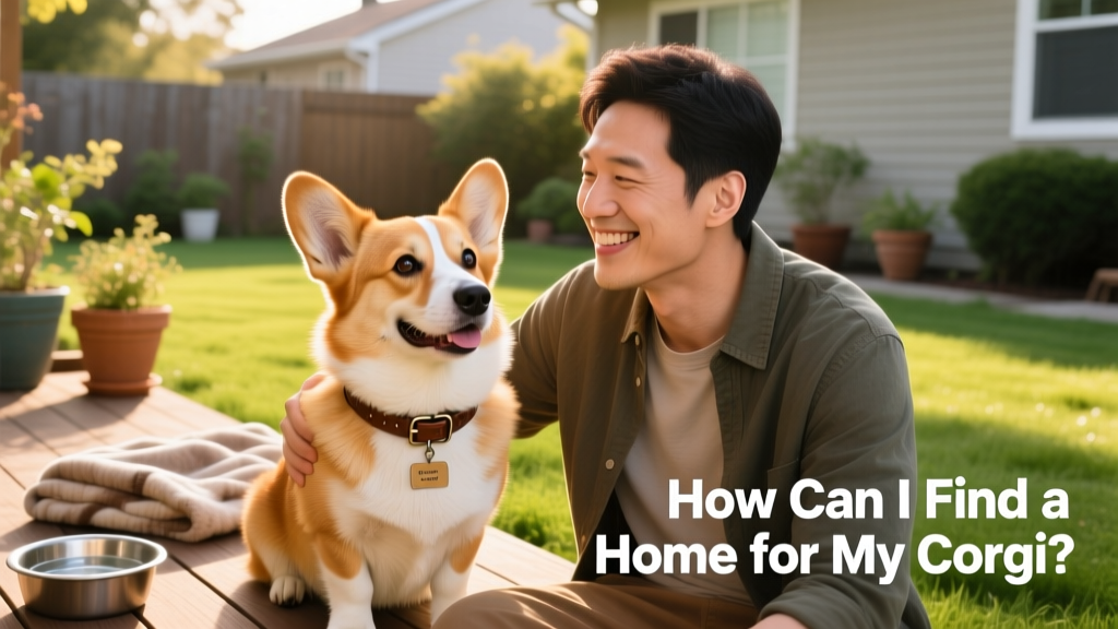 A cheerful, well-groomed Corgi sitting calmly beside a smiling adult, both looking relaxed and connected
