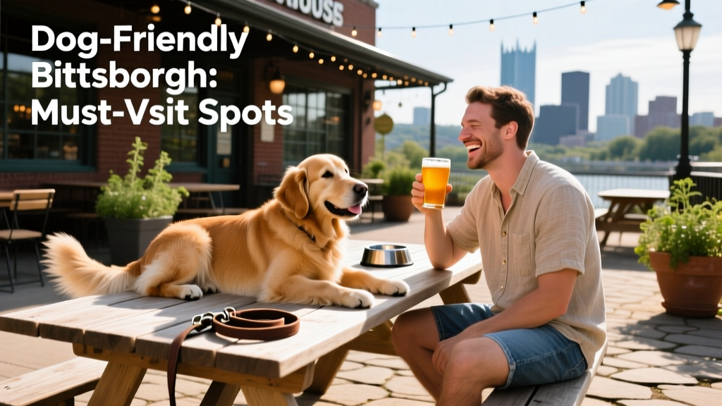 A relaxed dog lounging near their owner at a picnic table outside Grist House Brewery