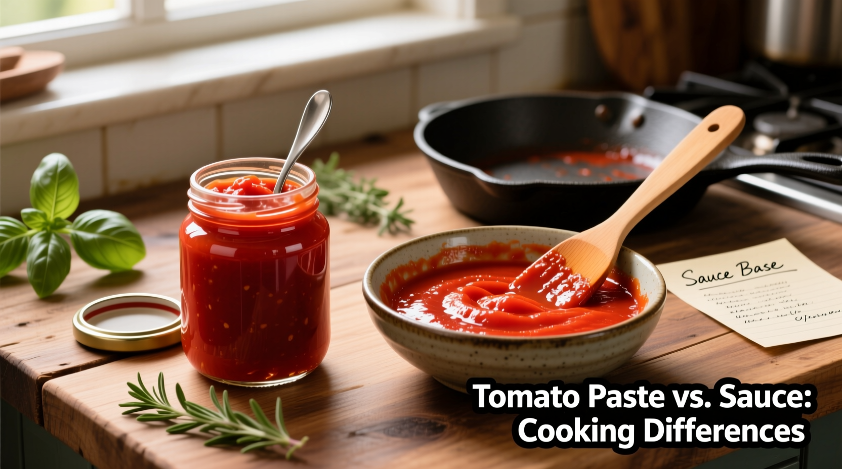 Tomato sauce and paste comparison in cooking