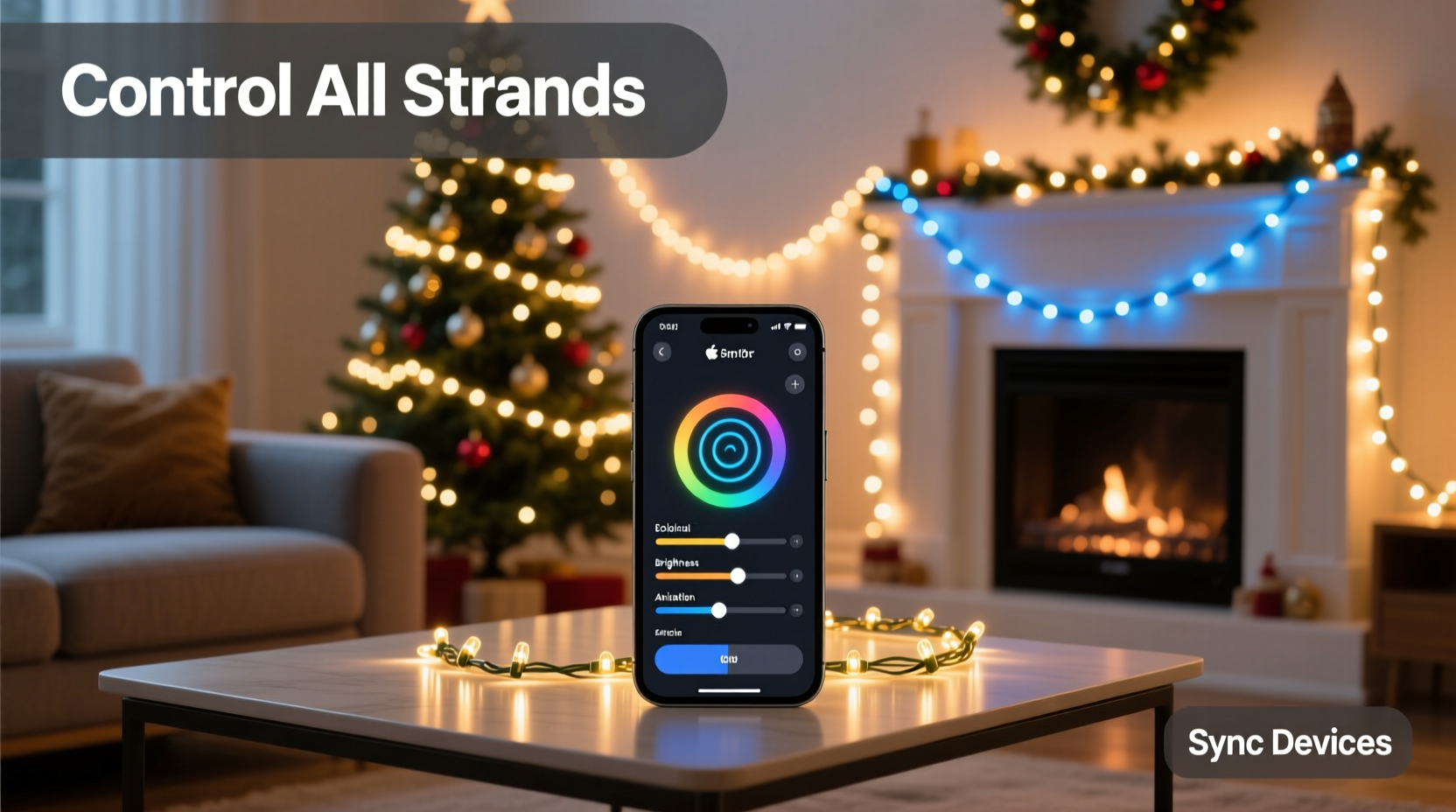 how to control multiple strands of smart christmas lights from one app
