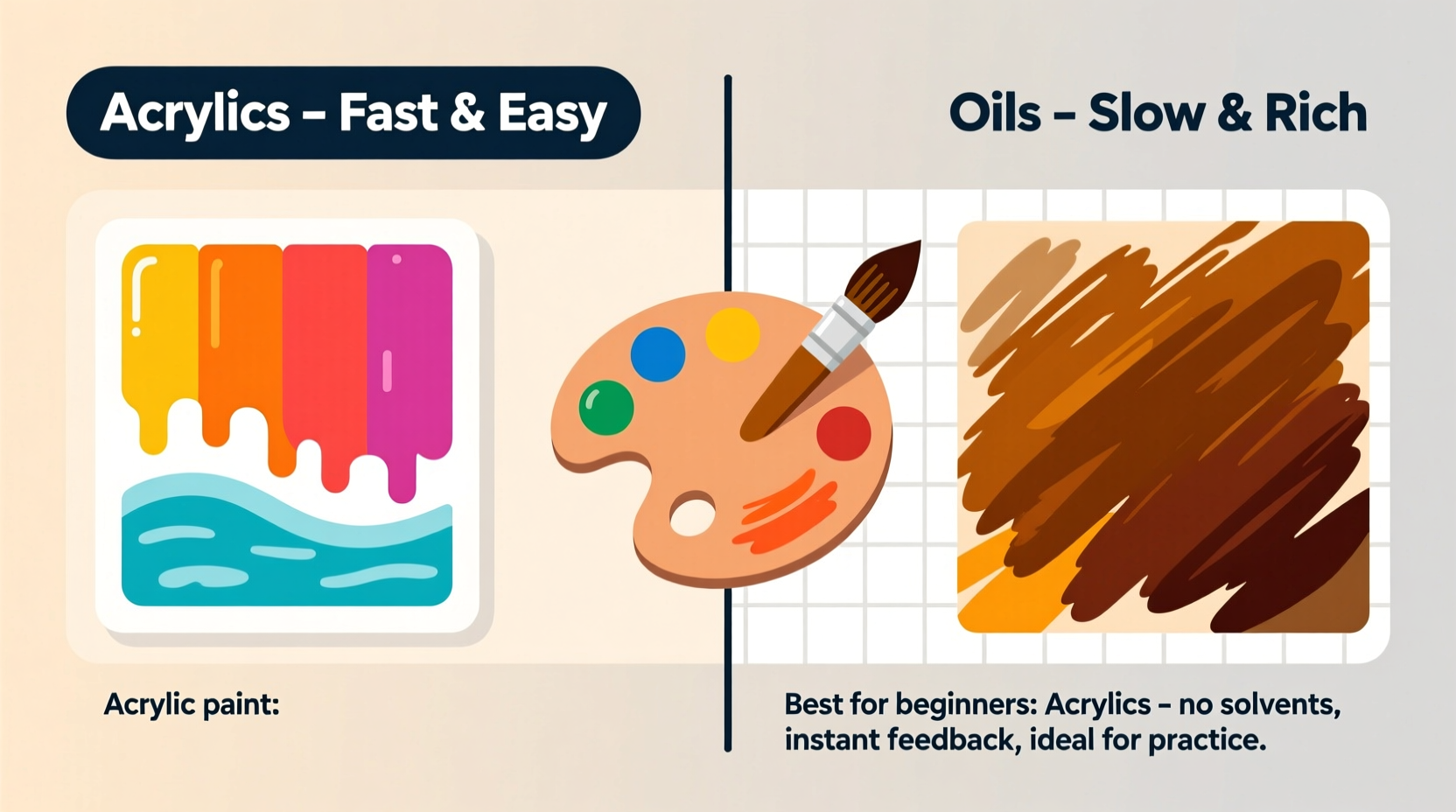 acrylic paint vs oil paint which medium is easier for beginners to learn