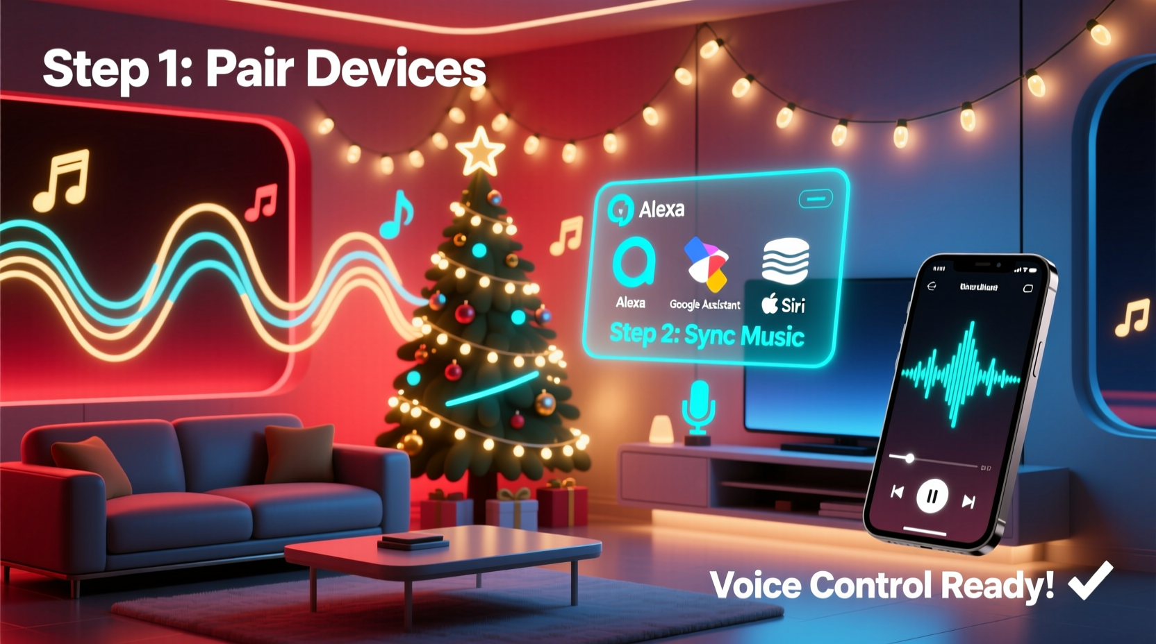 the ultimate guide to syncing smart christmas lights with music and voice assistants