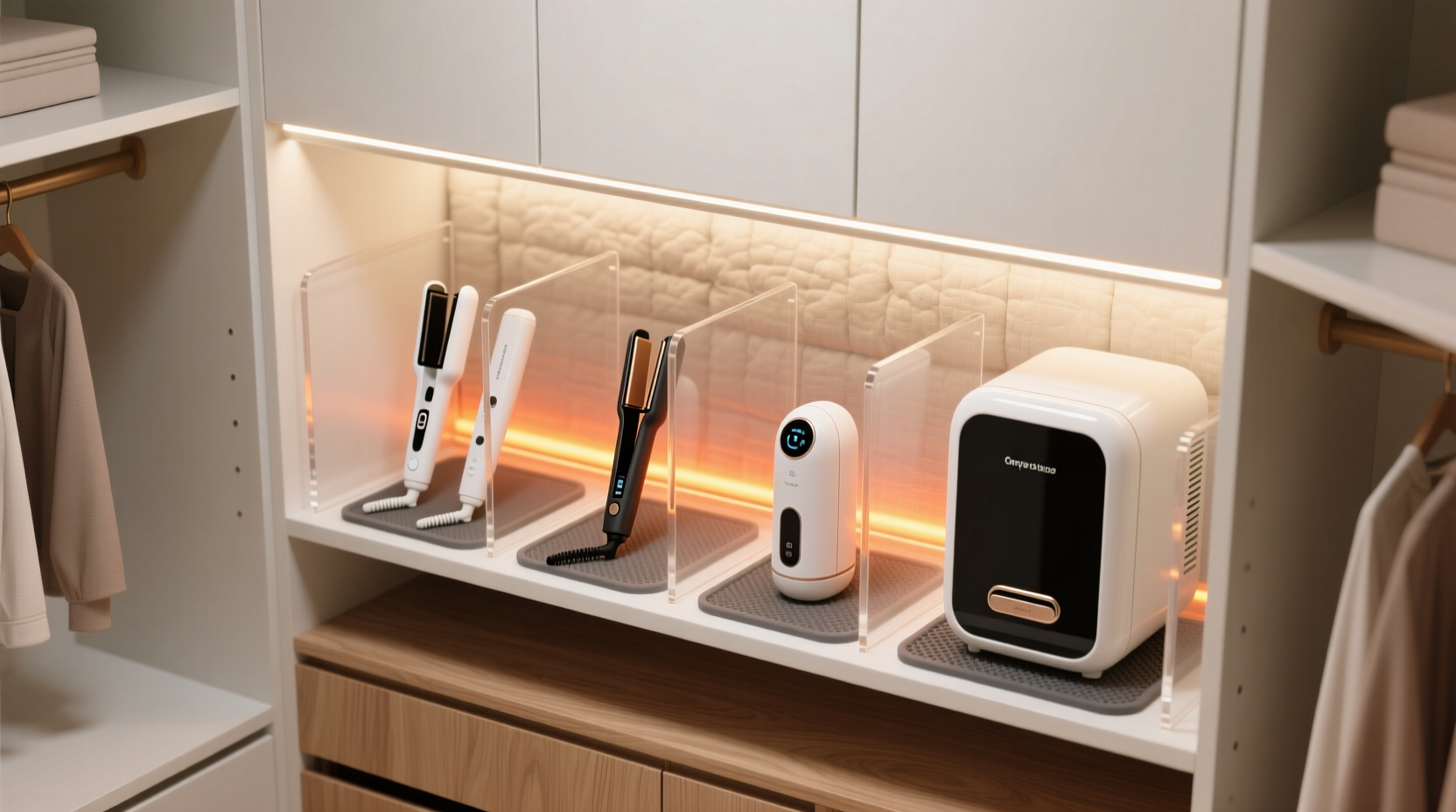 closet organization tips beauty fridges flat irons
