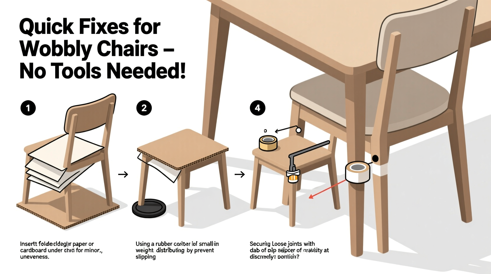 quick fixes for wobbly dining chairs without tools or hardware