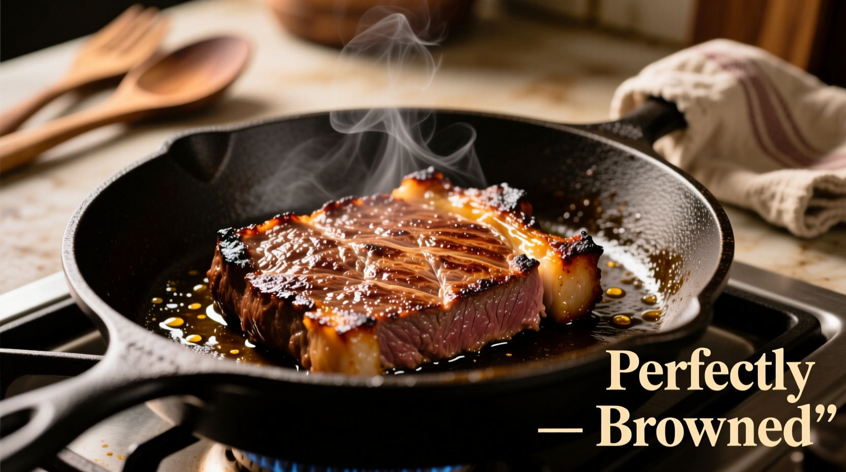 Perfectly browned ground beef in skillet