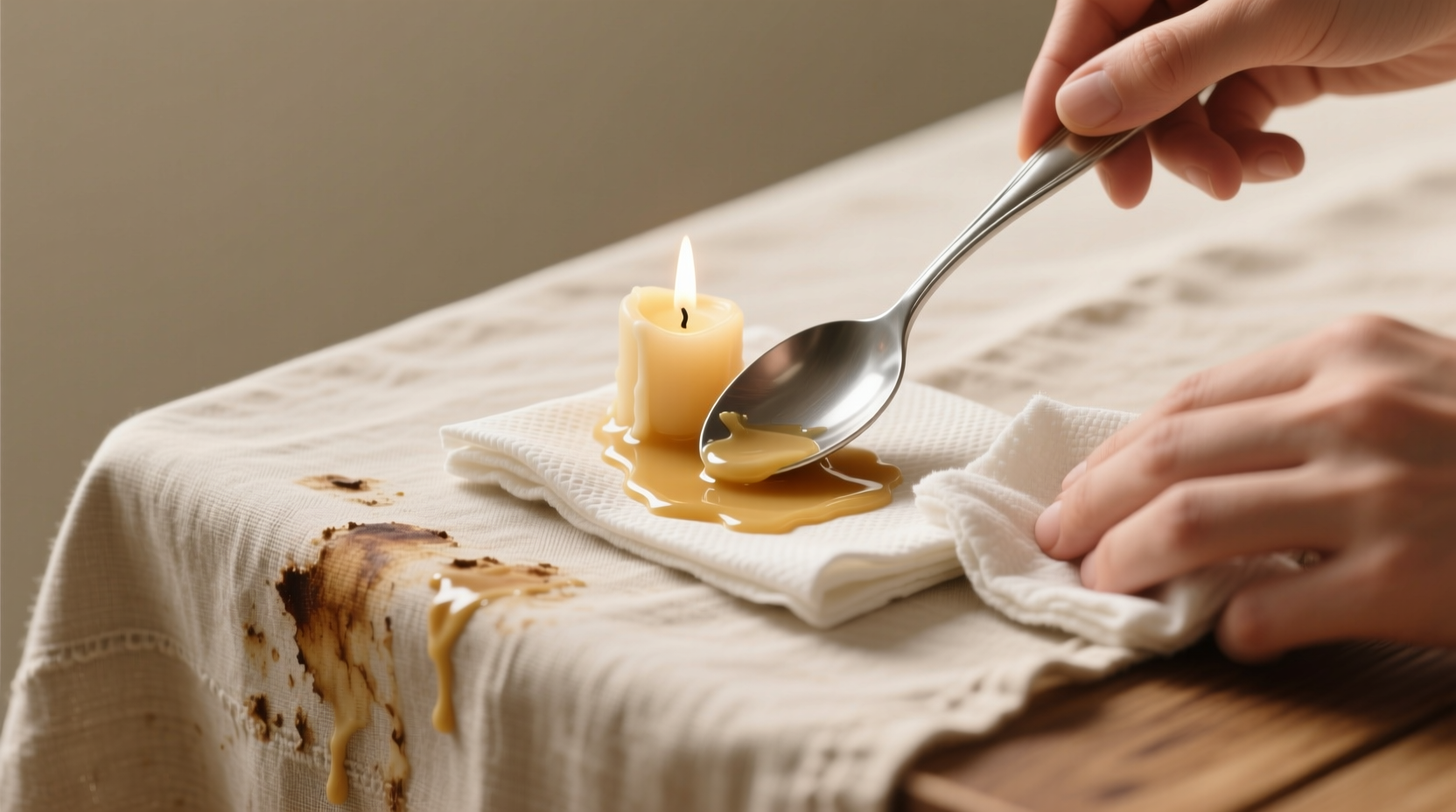 eco friendly wax removal for linen tablecloths