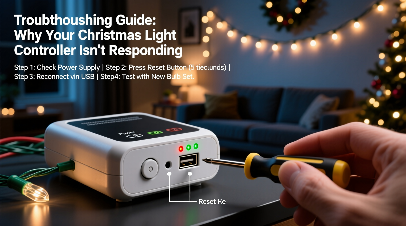 why is my christmas light controller not responding and how to reset it