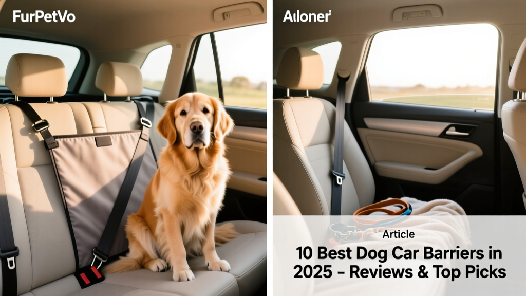 Side-by-side comparison showing proper installation of a FurPetVo barrier using headrest posts and seatbelt anchors