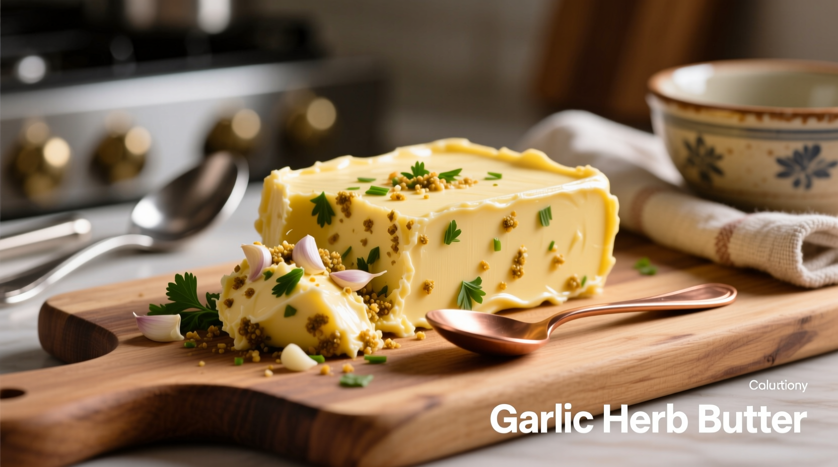 flavored butter with garlic compound mix