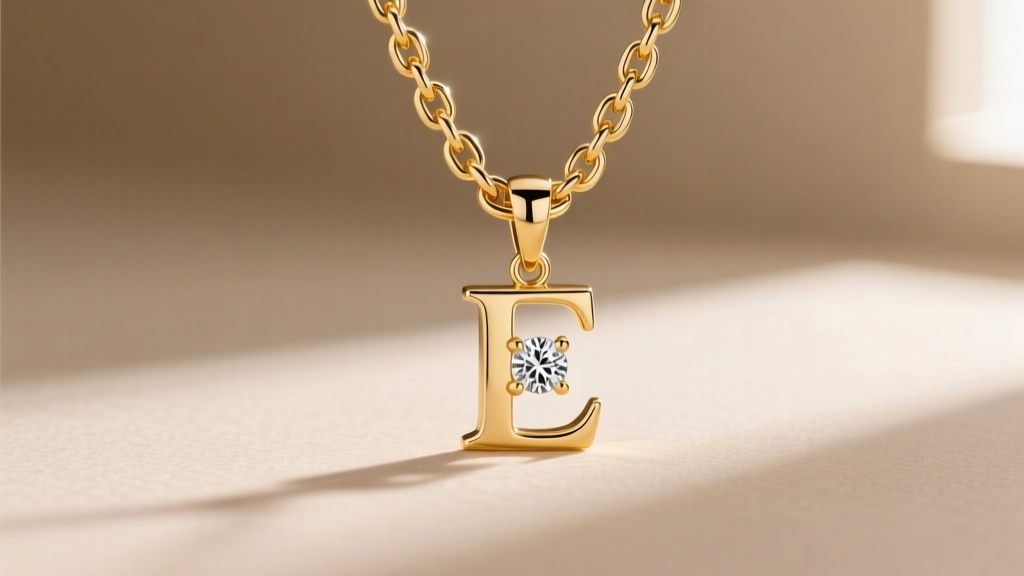 A 4mm 14k yellow gold Cuban link chain threaded through the bail of a VVS diamond initial pendant against a neutral background.