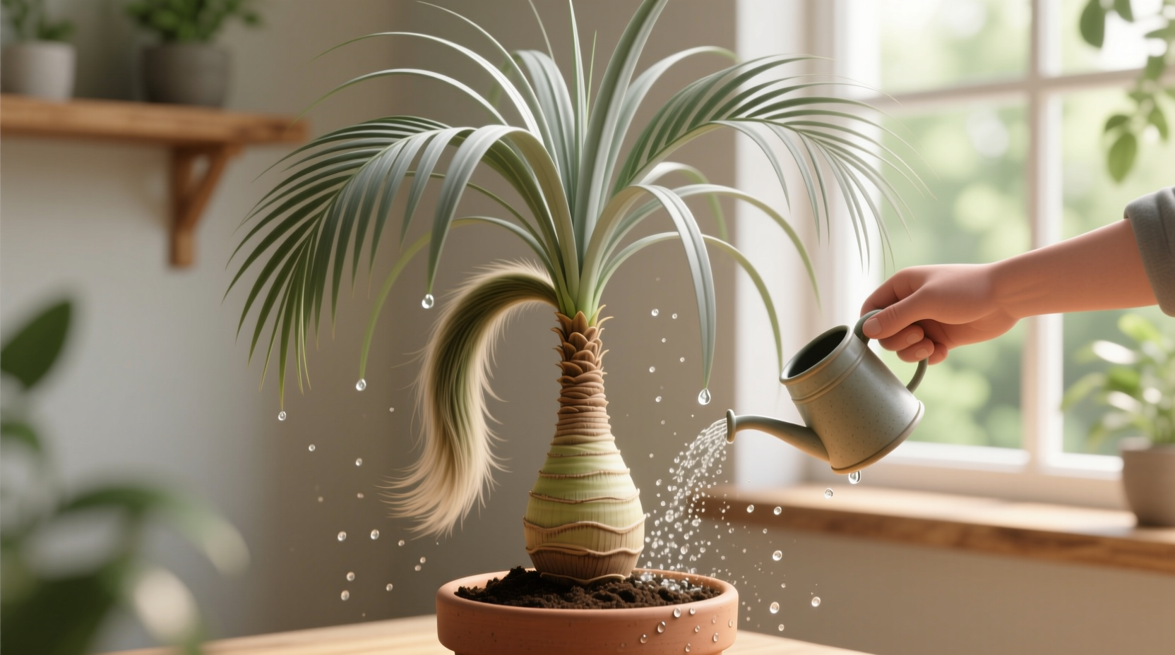 how to water ponytail palm