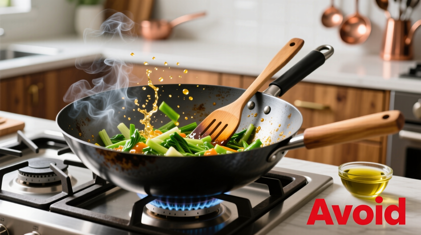 avoid olive oil in your wok and other wok cooking tips
