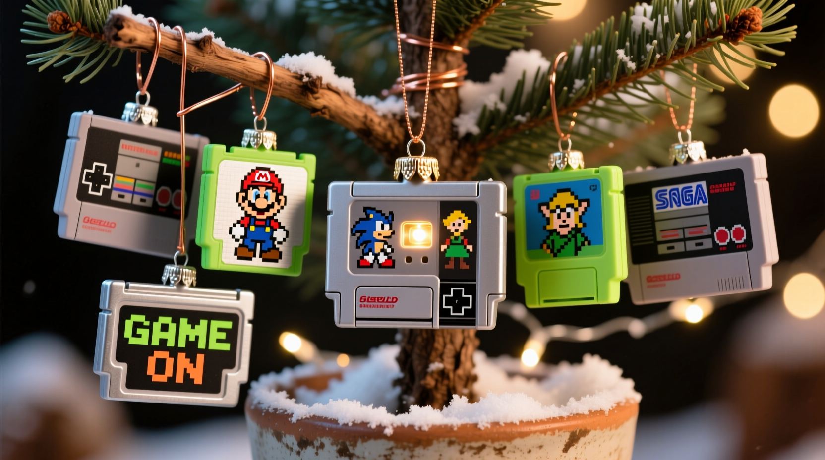 how to repurpose old video game cartridges into geeky tree decor