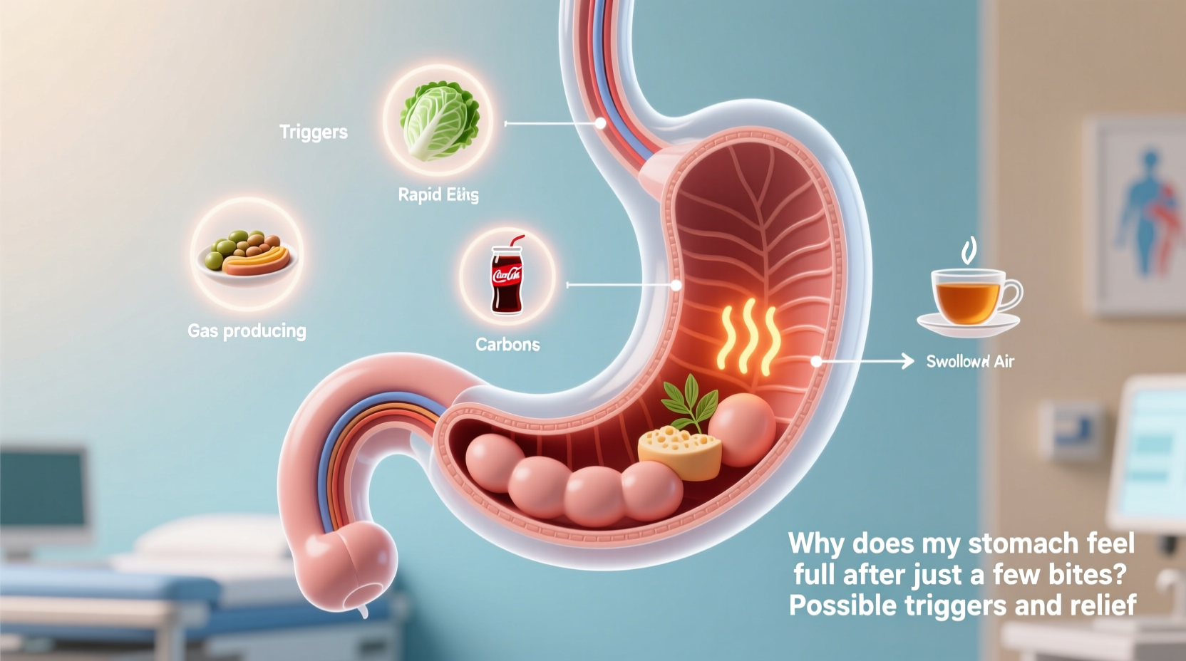 why does my stomach feel full after just a few bites possible triggers and relief