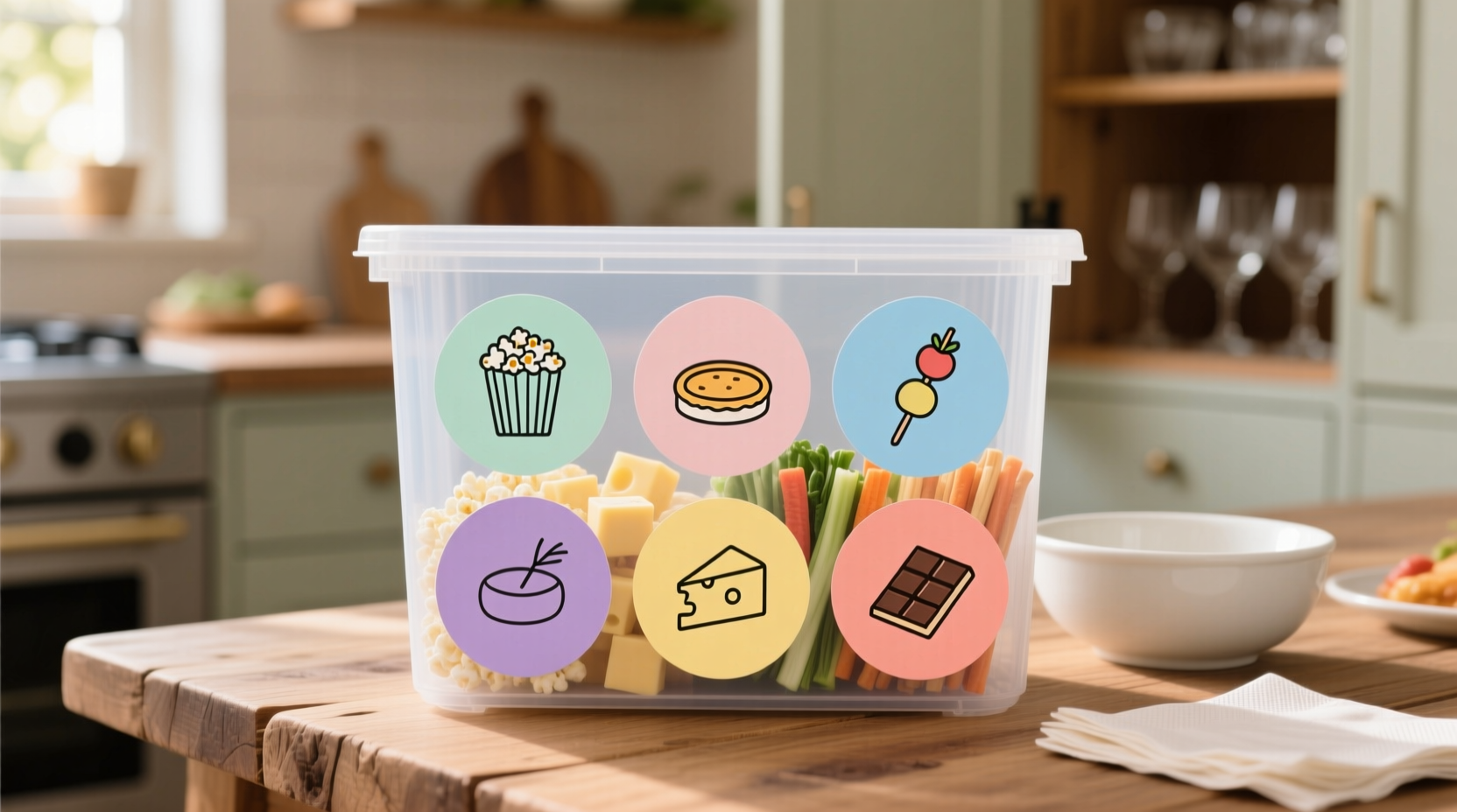 make easy last minute food labels for parties with bin