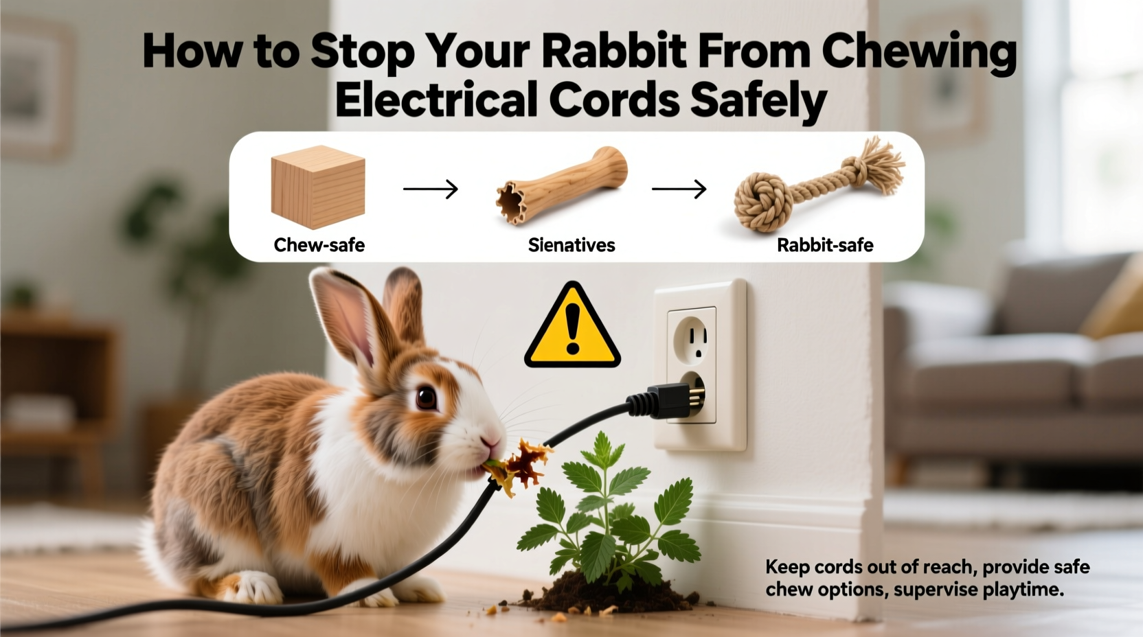 how to stop your rabbit from chewing electrical cords safely