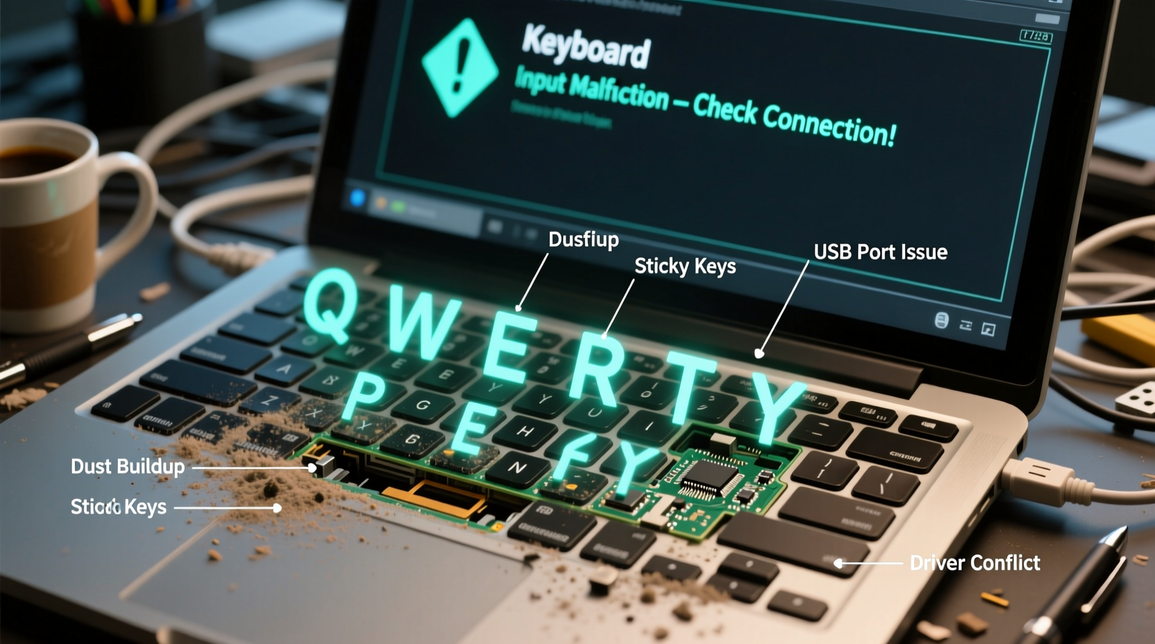 why does my laptop keyboard type random letters and how to troubleshoot