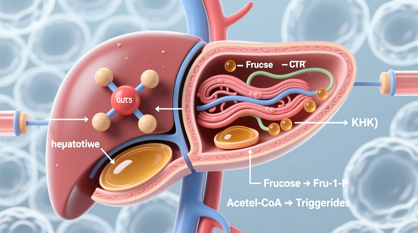 Liver processing fructose into triglycerides