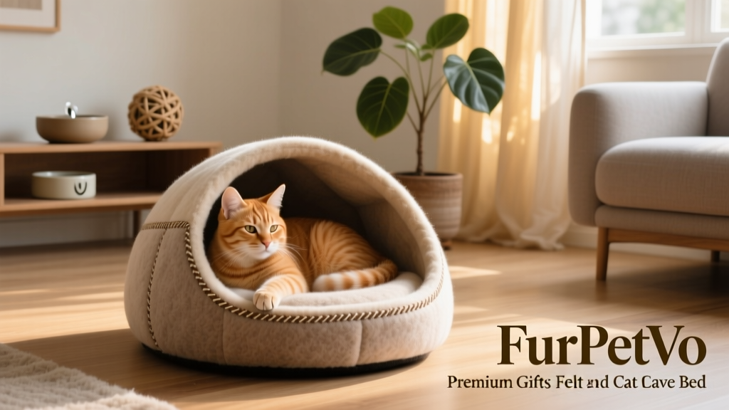 FurPetVo Premium Felt Cat Cave Bed