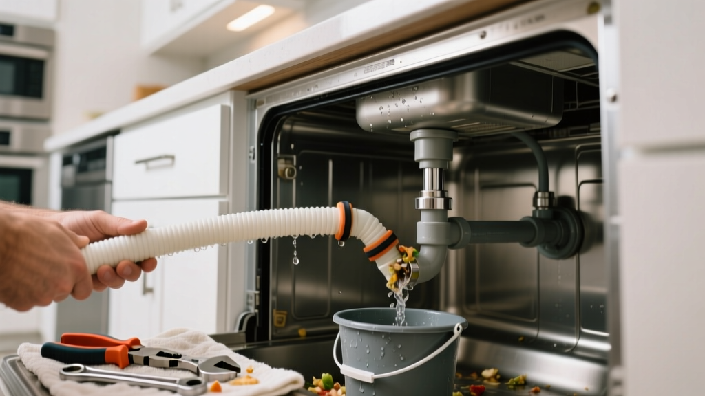 Fixing a Clogged Dishwasher Drain Hose in the Kitchen