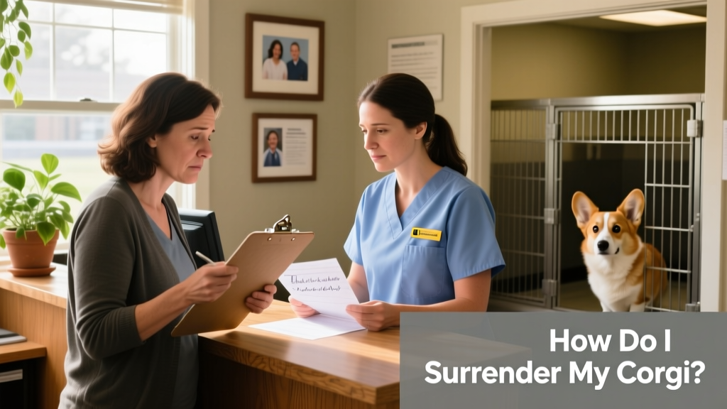 A person reviewing paperwork with a shelter staff member at a front desk