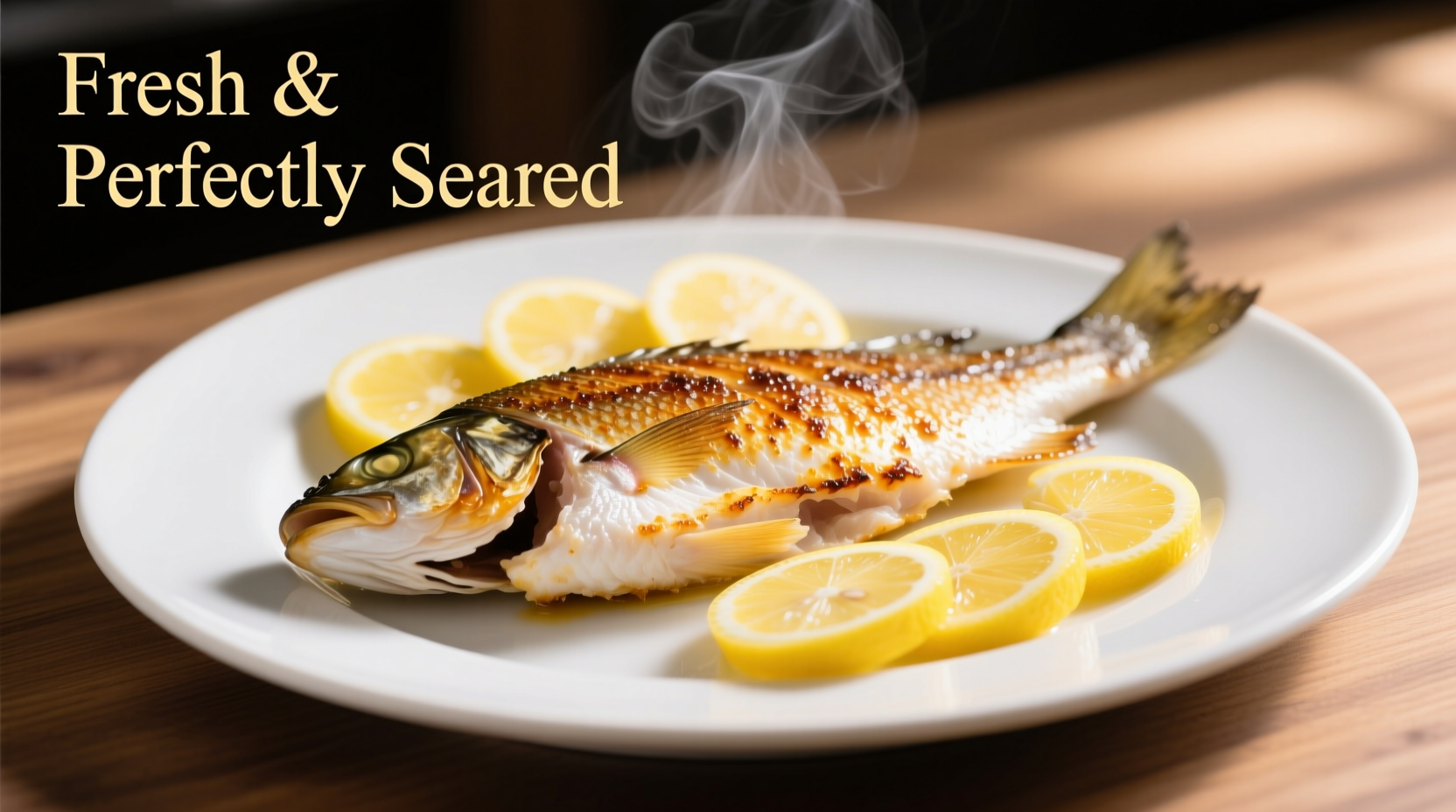 Perfectly seared tilapia fillet with lemon slices