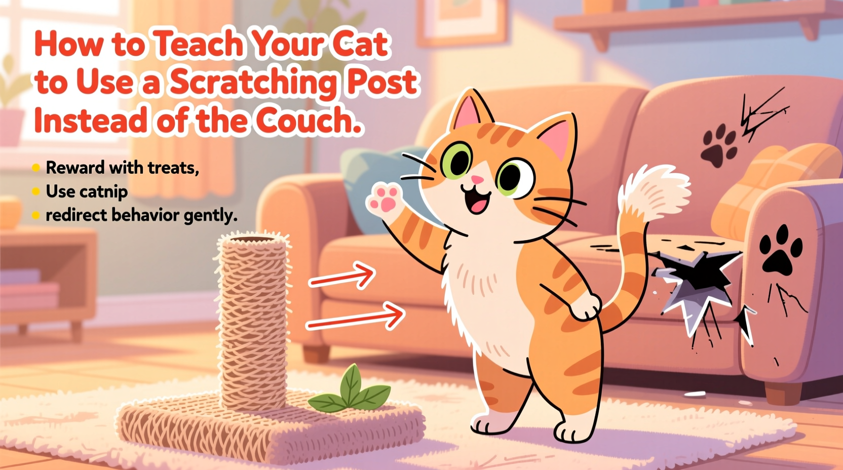 how to teach your cat to use a scratching post instead of couch