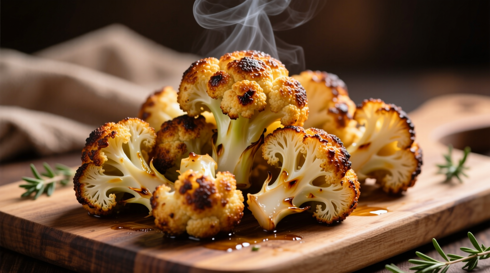 Perfectly roasted golden-brown cauliflower florets with crispy edges