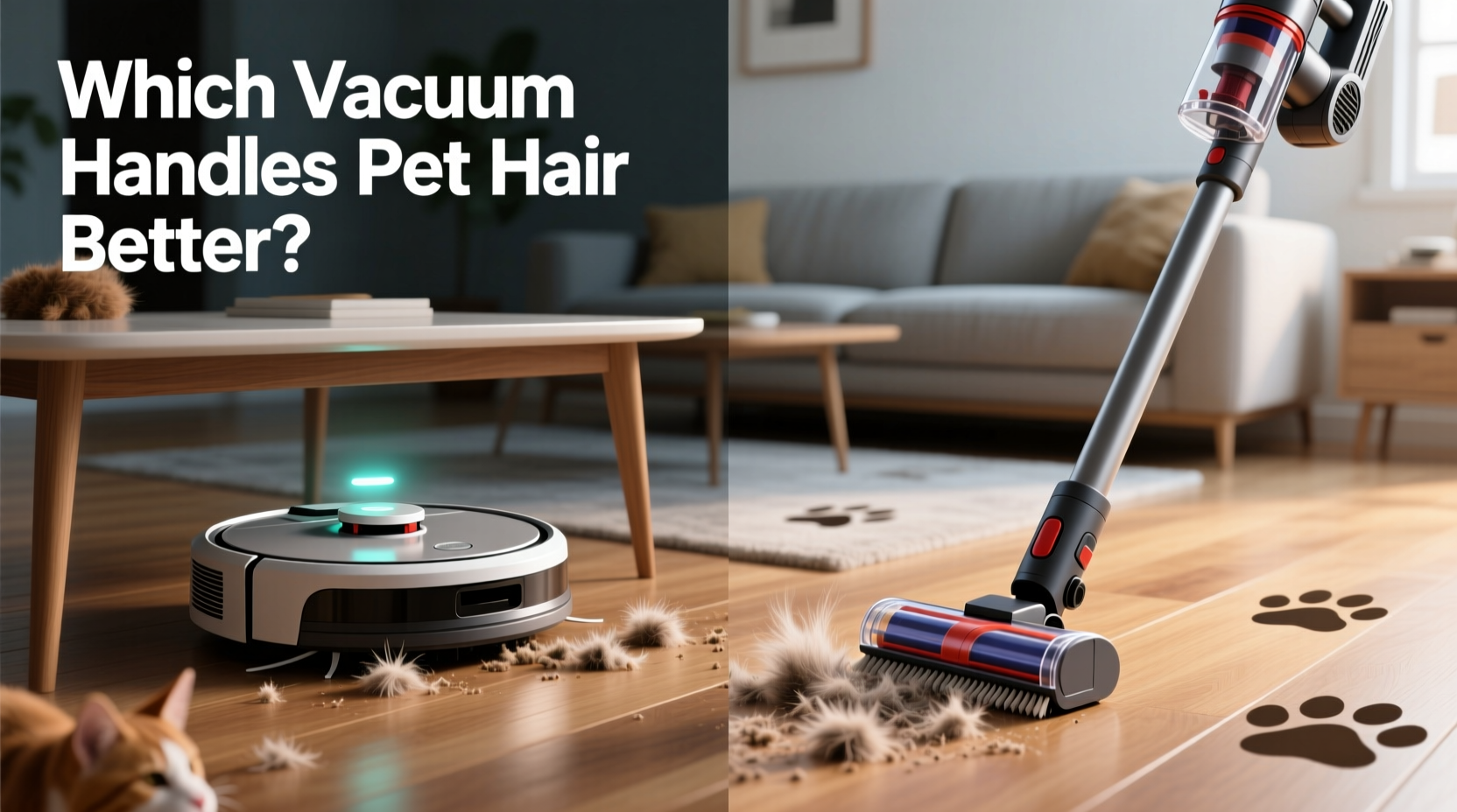robot vacuum vs cordless stick vacuum which keeps pet hair under control better