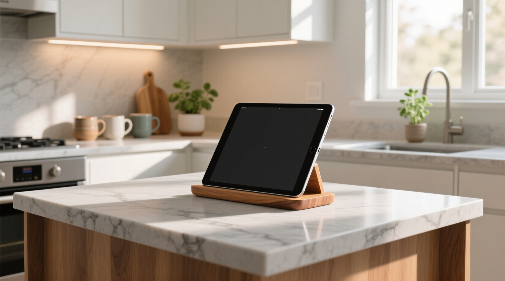 keep your ipad in the kitchen and off the counter wit