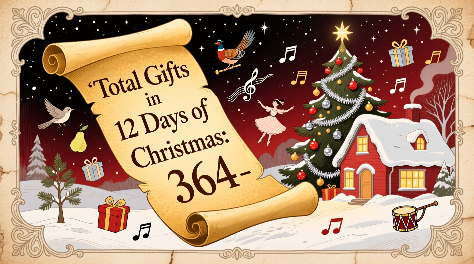how many gifts in 12 days of christmas